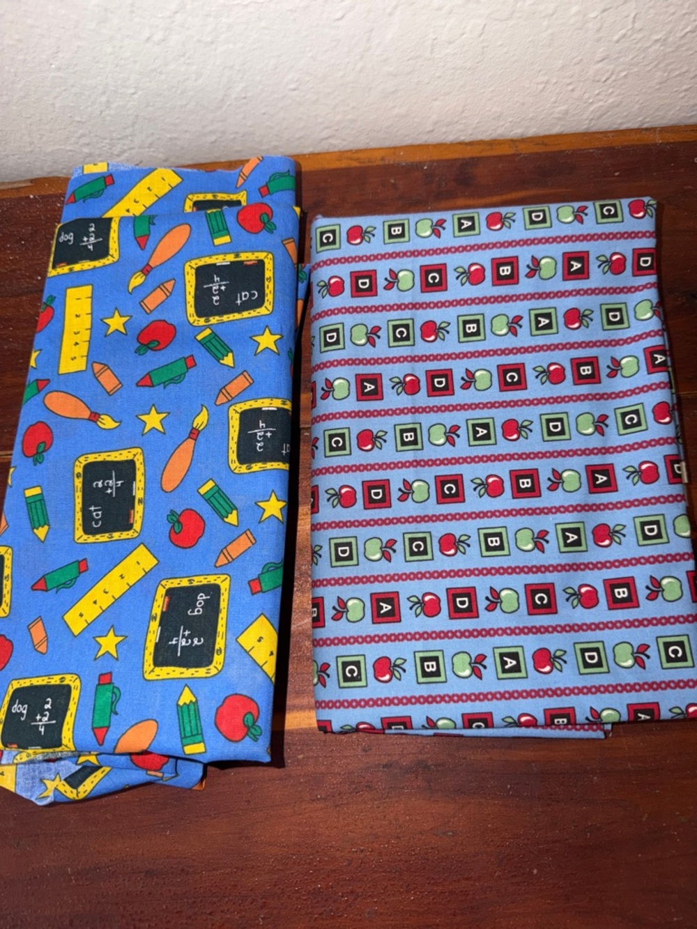 Vintage ? 2 pieces Teacher Fabric for quilting sewing projects sewing material
